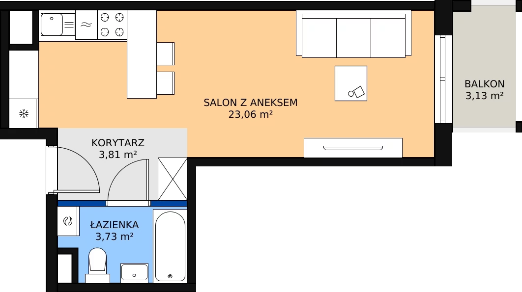 Zalety mieszkania 30.6 m², M145