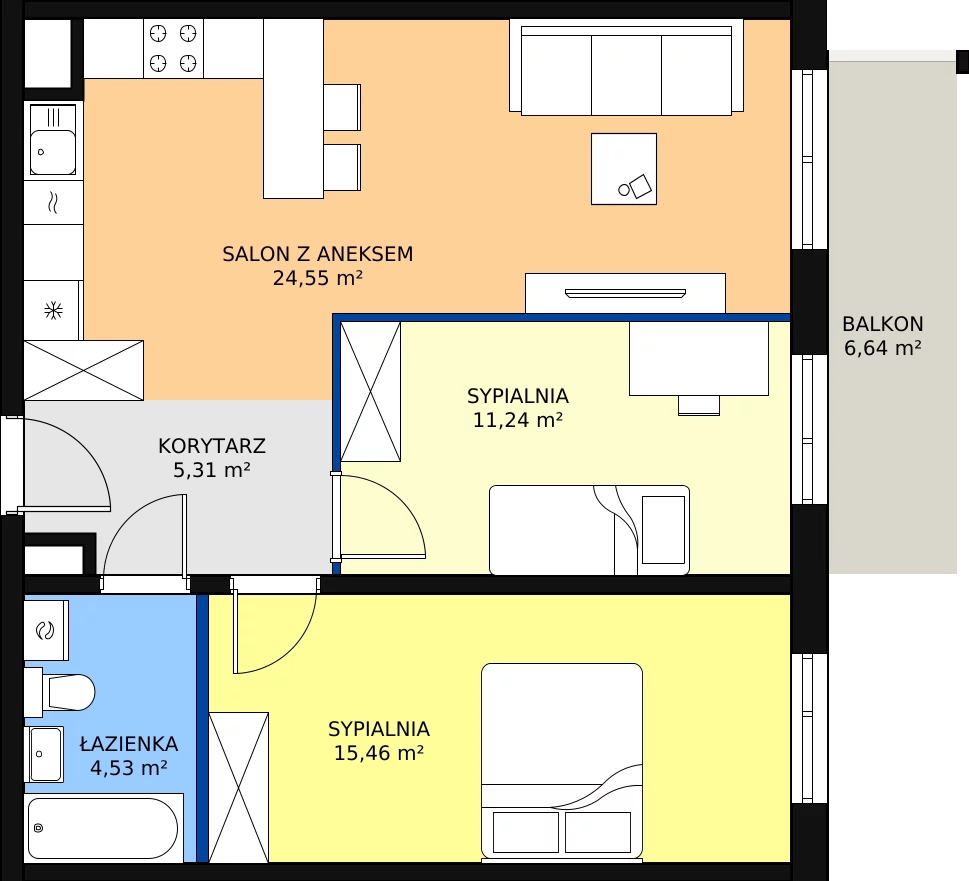 Zalety mieszkania 61.09 m², M150