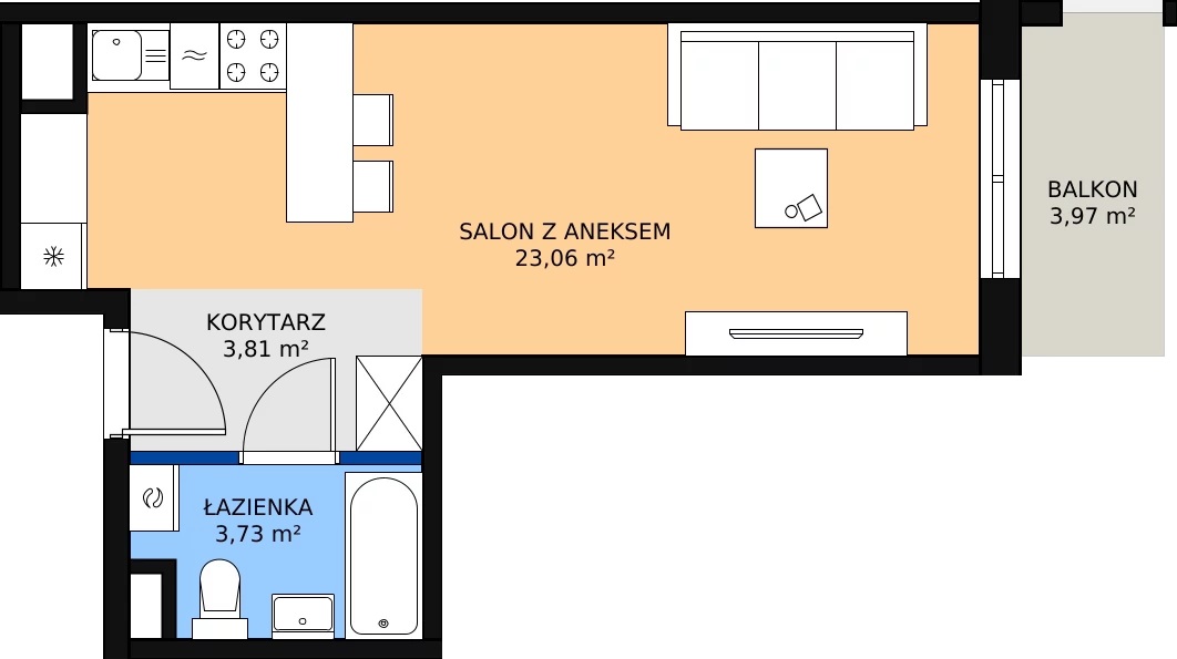 Zalety mieszkania 30.6 m², M162