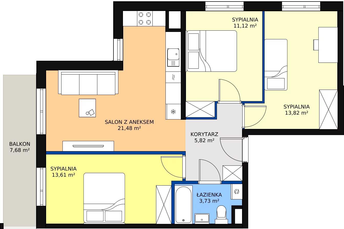 Zalety mieszkania 69.58 m², M19