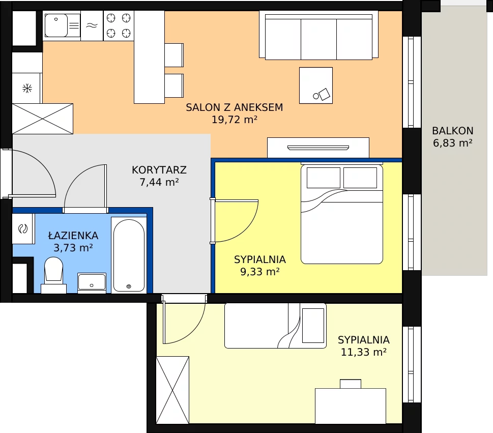 Zalety mieszkania 51.56 m², M24
