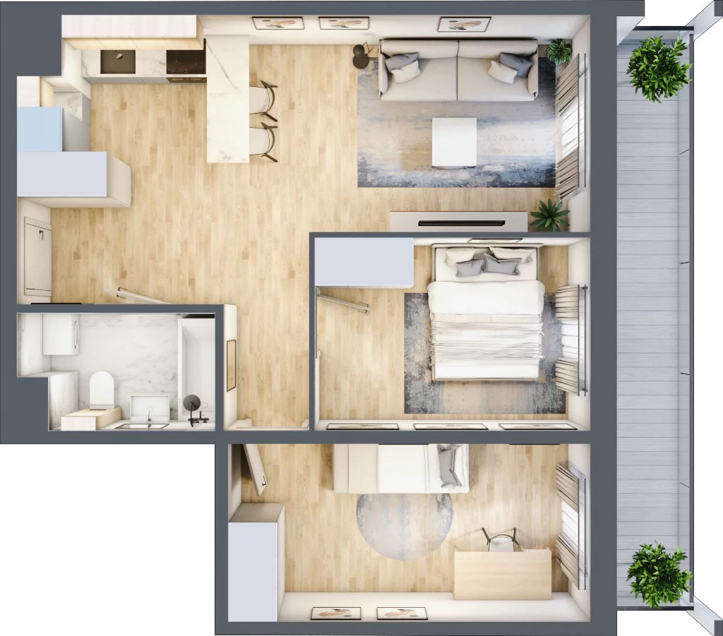 3 pokoje, mieszkanie 51,56 m², piętro 5, oferta nr M57, Prato Park, Kraków, Czyżyny, ul. Na Łąkach