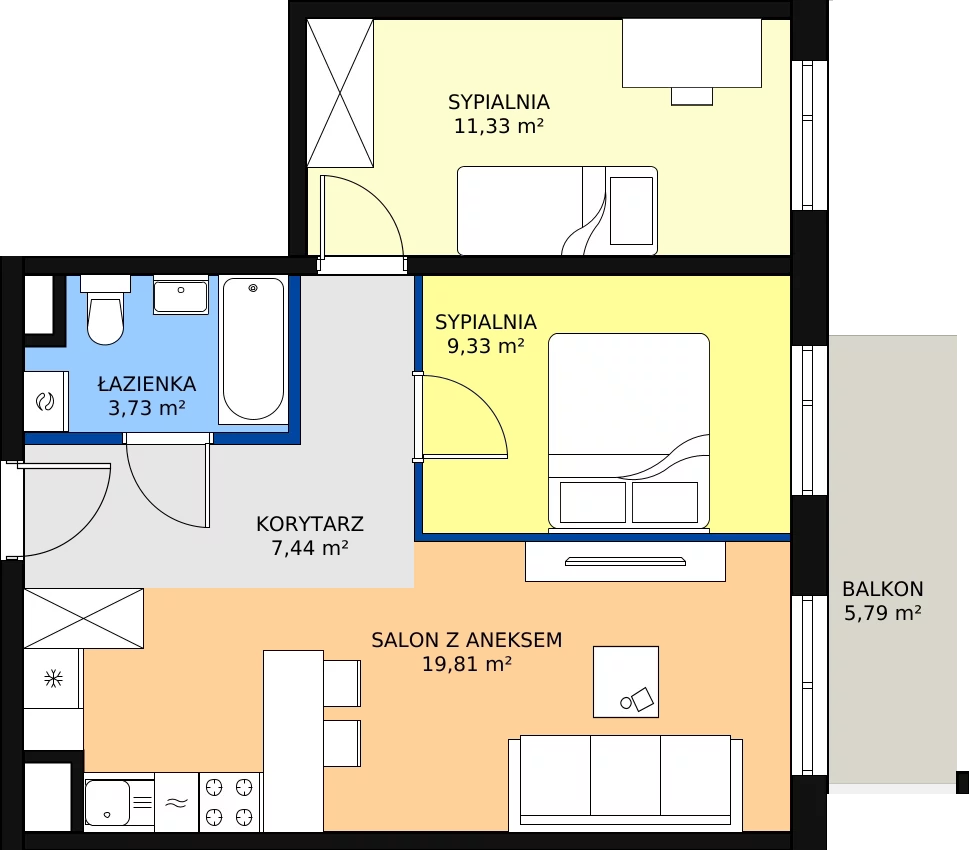 Zalety mieszkania 51.64 m², M163