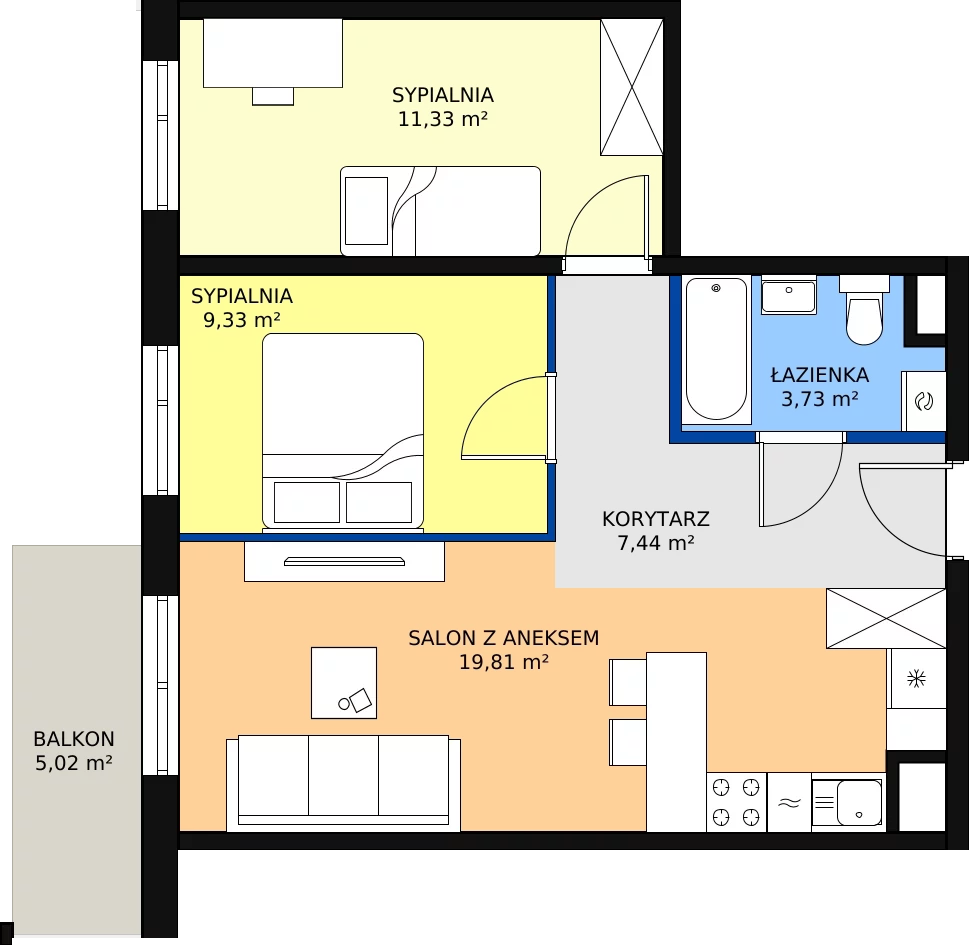 Zalety mieszkania 51.64 m², M143