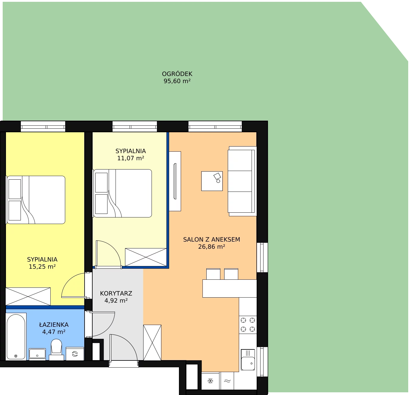 Zalety mieszkania 62.57 m², M66