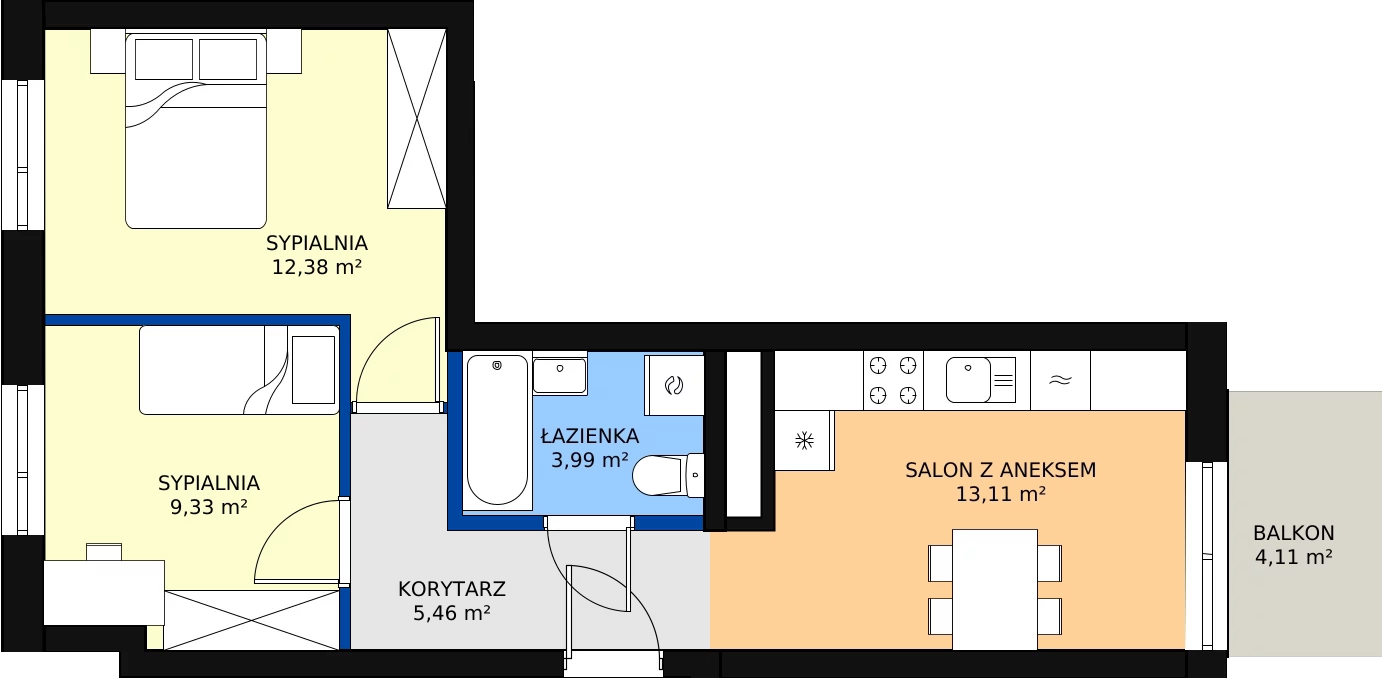 3 pokoje, mieszkanie 44,27 m², piętro 3, oferta nr 9, Podedworze 11, Kraków, Podgórze Duchackie, Piaski Wielkie, ul. Podedworze 11