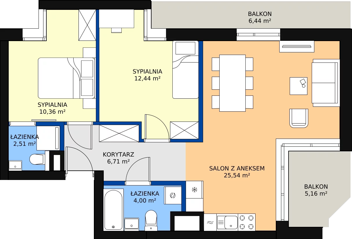 3 pokoje, mieszkanie 61,54 m², piętro 6, oferta nr 43, Podedworze 11, Kraków, Podgórze Duchackie, Piaski Wielkie, ul. Podedworze 11