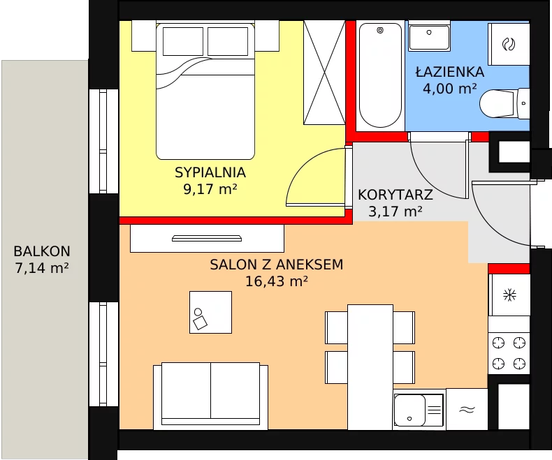 Mieszkanie 32,77 m², piętro 1, oferta nr 60, Podedworze 11, Kraków, Podgórze Duchackie, Piaski Wielkie, ul. Podedworze 11