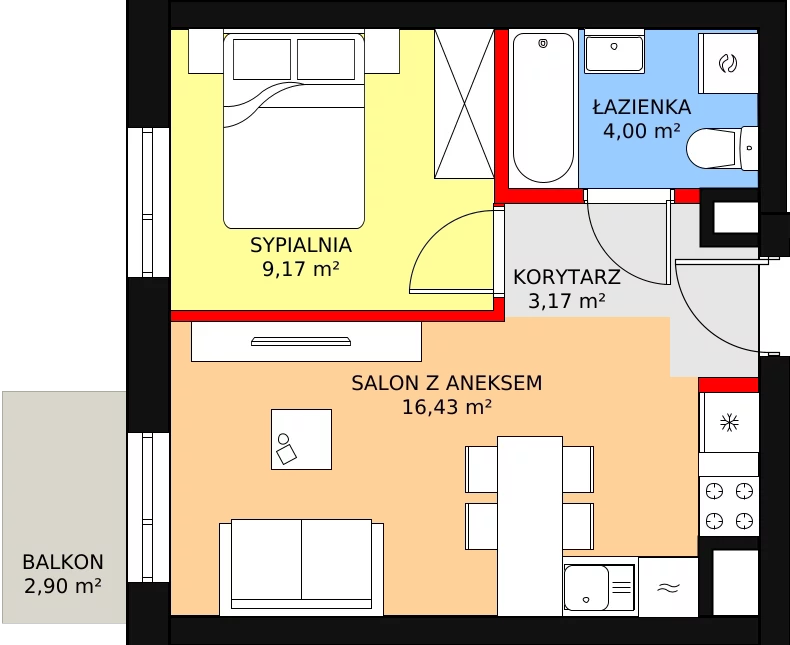 1 pokój, mieszkanie 32,77 m², piętro 3, oferta nr 66, Podedworze 11, Kraków, Podgórze Duchackie, Piaski Wielkie, ul. Podedworze 11