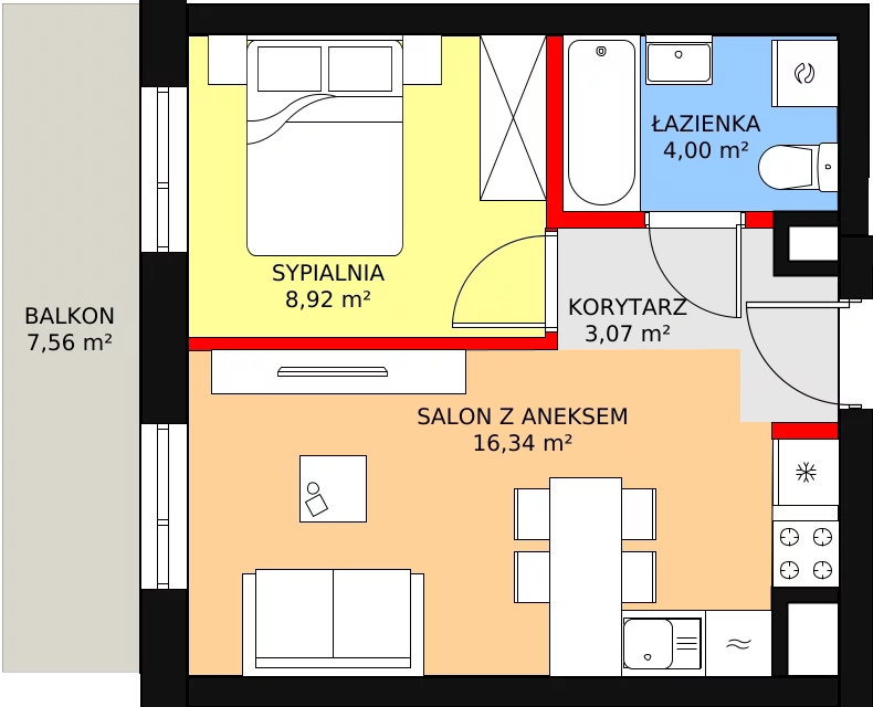 Mieszkanie 32,33 m², piętro 1, oferta nr 94, Podedworze 11, Kraków, Podgórze Duchackie, Piaski Wielkie, ul. Podedworze 11