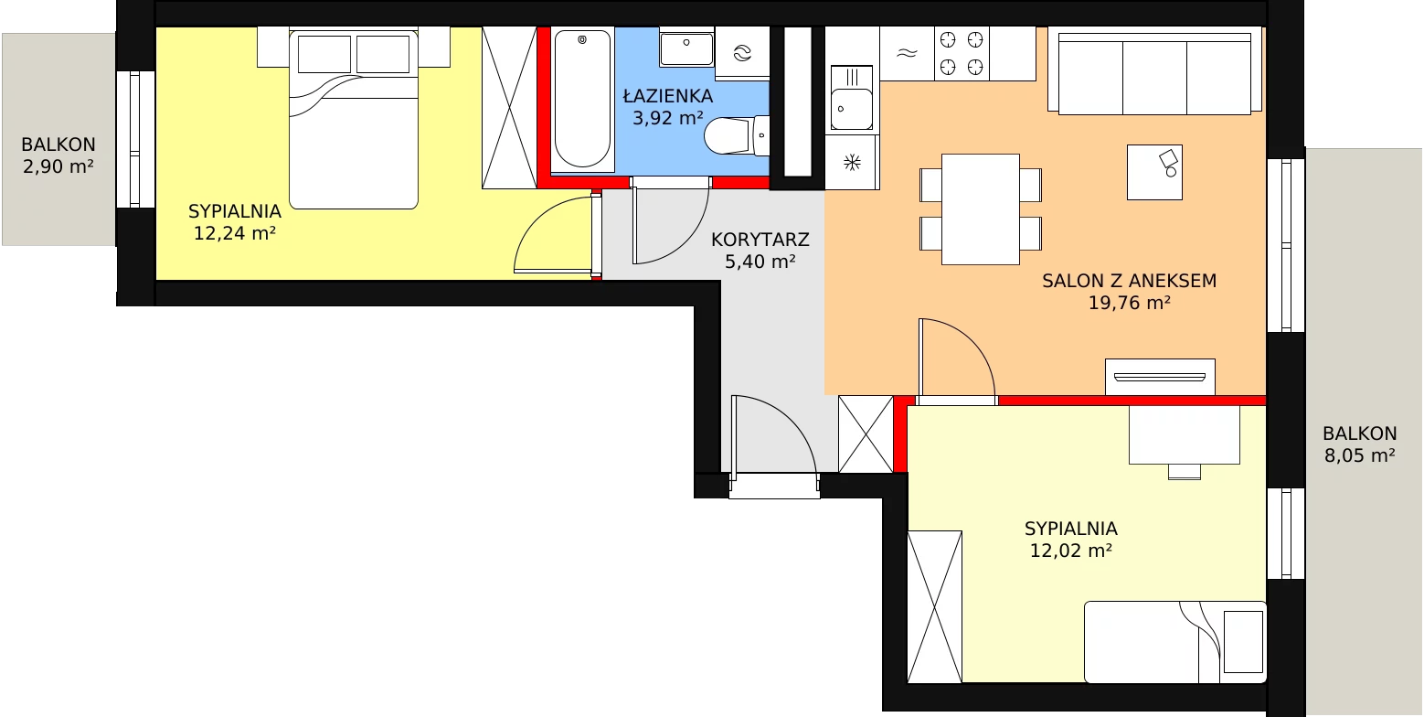 3 pokoje, mieszkanie 53,19 m², piętro 2, oferta nr 99, Podedworze 11, Kraków, Podgórze Duchackie, Piaski Wielkie, ul. Podedworze 11