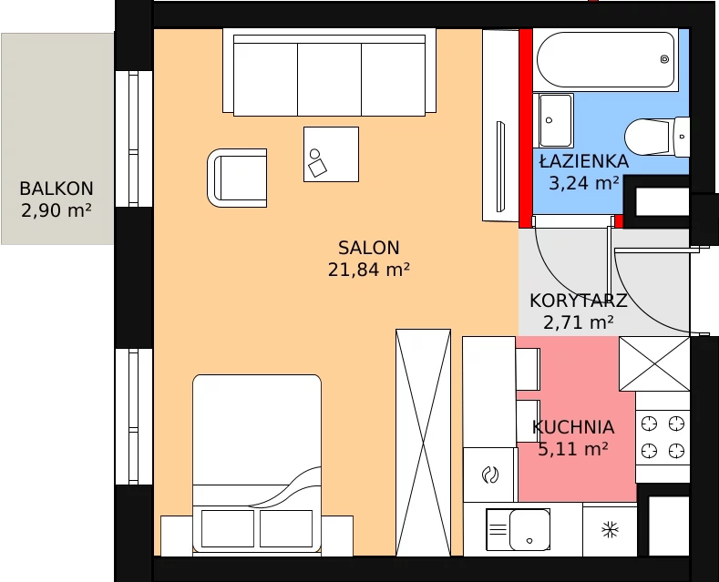 Mieszkanie 32,90 m², piętro 3, oferta nr 102, Podedworze 11, Kraków, Podgórze Duchackie, Piaski Wielkie, ul. Podedworze 11