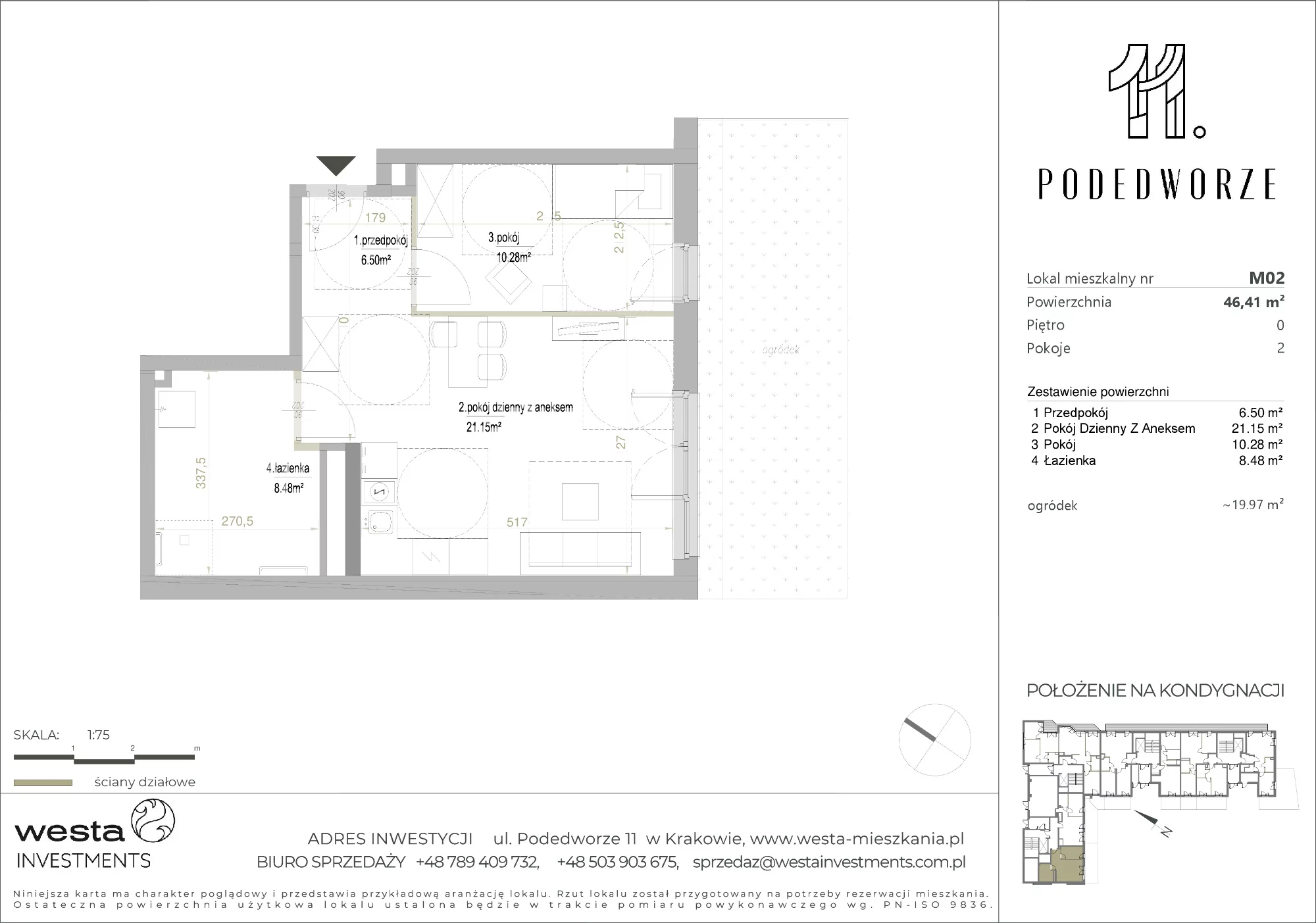 Mieszkanie 46,41 m², parter, oferta nr 2, Podedworze 11, Kraków, Podgórze Duchackie, Piaski Wielkie, ul. Podedworze 11