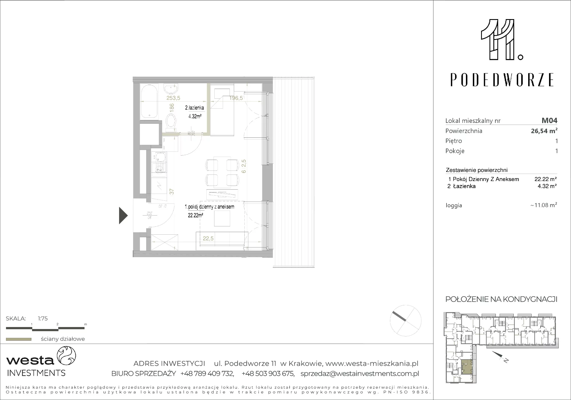 Mieszkanie 26,54 m², piętro 1, oferta nr 4, Podedworze 11, Kraków, Podgórze Duchackie, Piaski Wielkie, ul. Podedworze 11