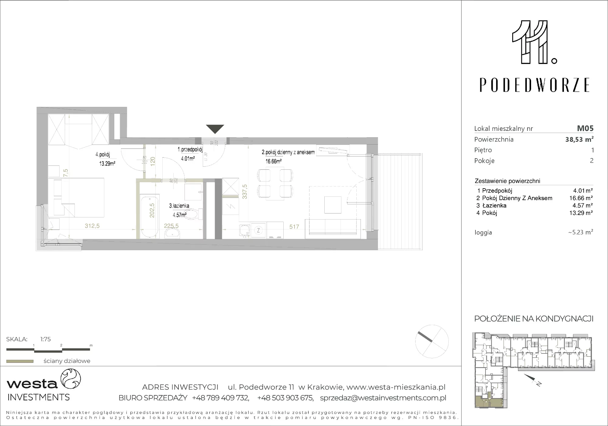 Mieszkanie 38,53 m², piętro 1, oferta nr 5, Podedworze 11, Kraków, Podgórze Duchackie, Piaski Wielkie, ul. Podedworze 11