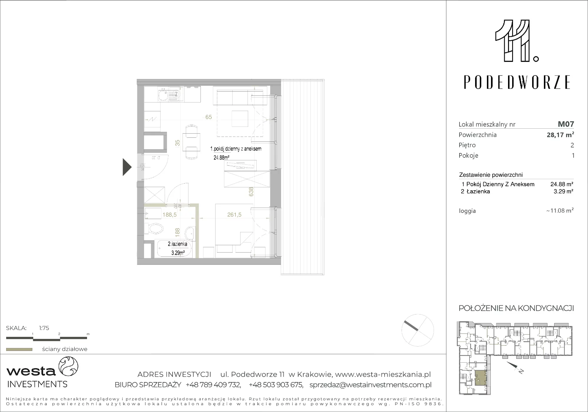 Mieszkanie 28,17 m², piętro 2, oferta nr 7, Podedworze 11, Kraków, Podgórze Duchackie, Piaski Wielkie, ul. Podedworze 11