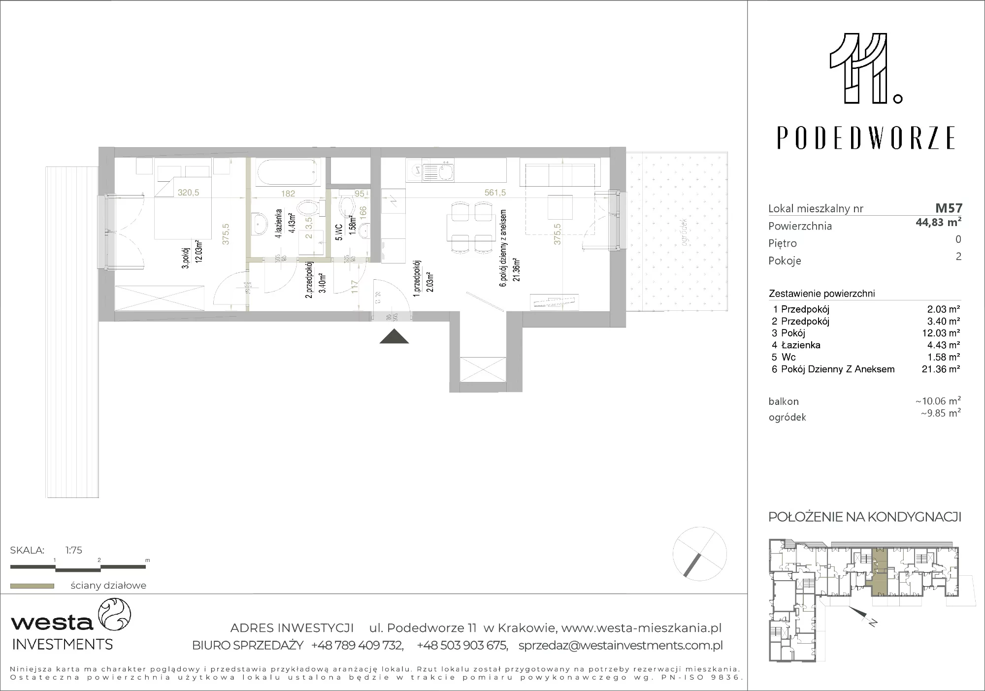 Mieszkanie 44,83 m², parter, oferta nr 57, Podedworze 11, Kraków, Podgórze Duchackie, Piaski Wielkie, ul. Podedworze 11