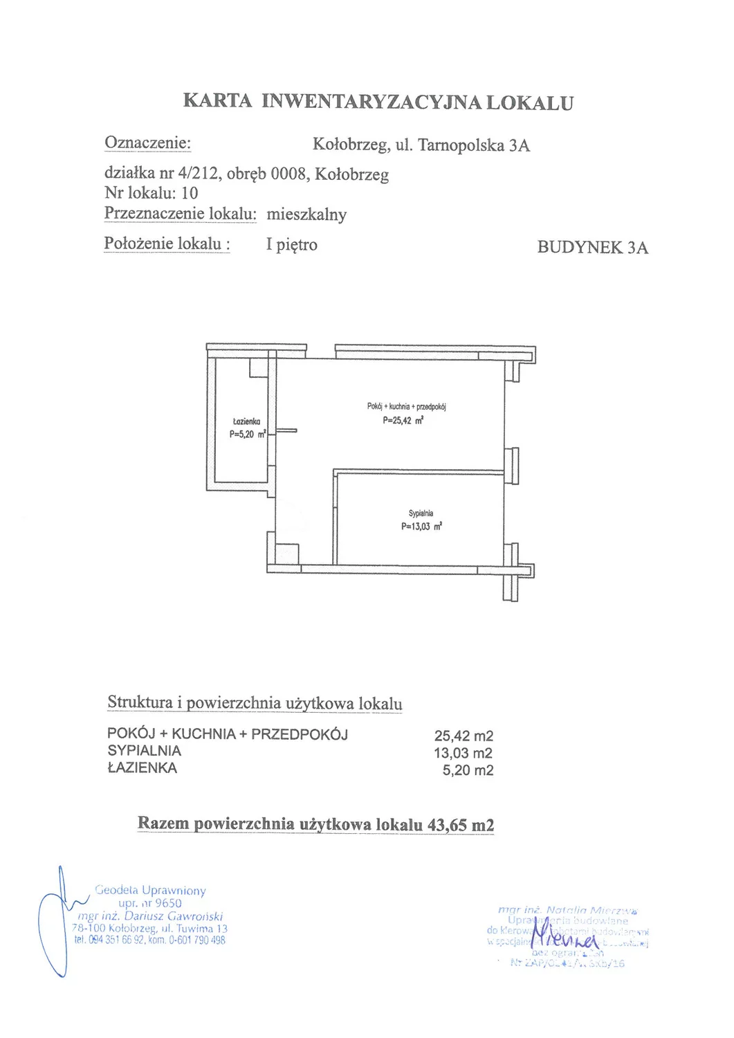 Mieszkanie 43,65 m², piętro 1, oferta nr A10, Miejski Las, Kołobrzeg, Podczele, ul. Tarnopolska 3 A, B, C