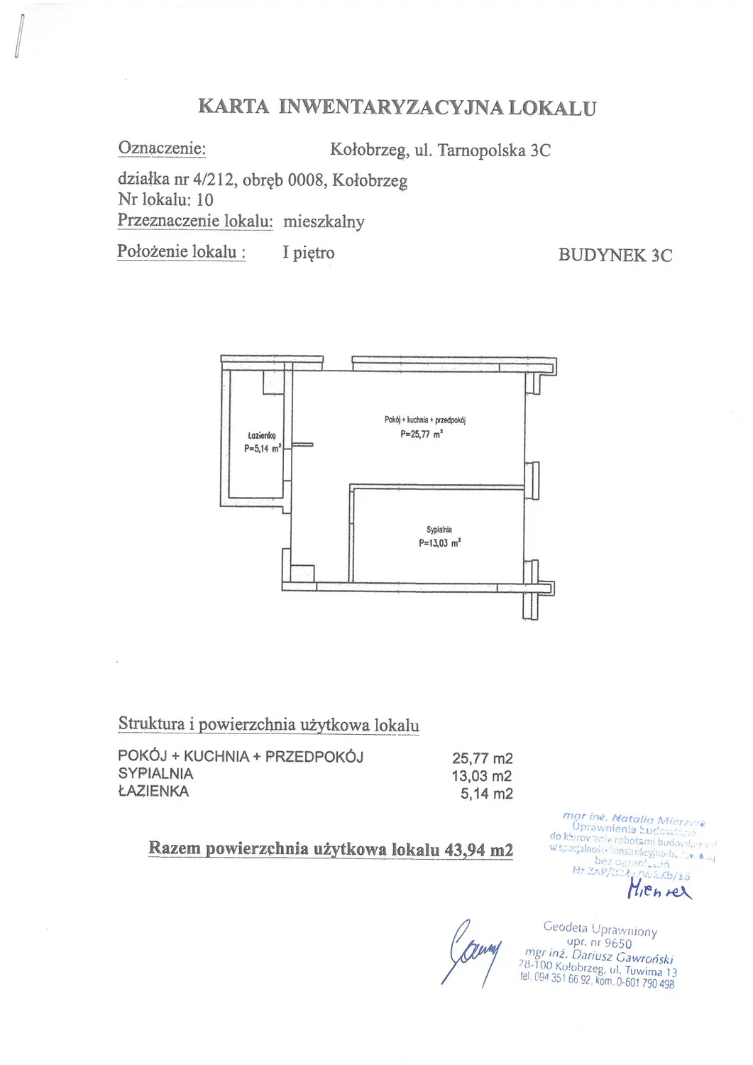 Mieszkanie 43,94 m², piętro 1, oferta nr C10, Miejski Las, Kołobrzeg, Podczele, ul. Tarnopolska 3 A, B, C