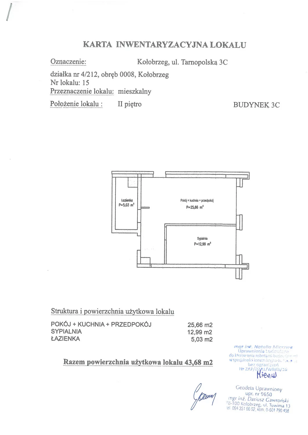 Apartament 43,68 m², piętro 2, oferta nr C15, Miejski Las, Kołobrzeg, Podczele, ul. Tarnopolska 3 A, B, C