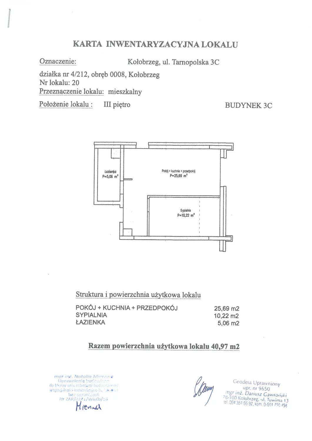 Mieszkanie 40,97 m², piętro 3, oferta nr C20, Miejski Las, Kołobrzeg, Podczele, ul. Tarnopolska 3 A, B, C