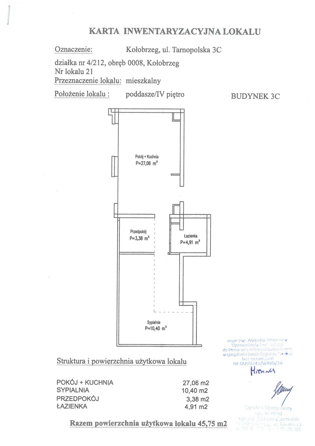 Apartament 45,75 m², piętro 4, oferta nr C21, Miejski Las, Kołobrzeg, Podczele, ul. Tarnopolska 3 A, B, C