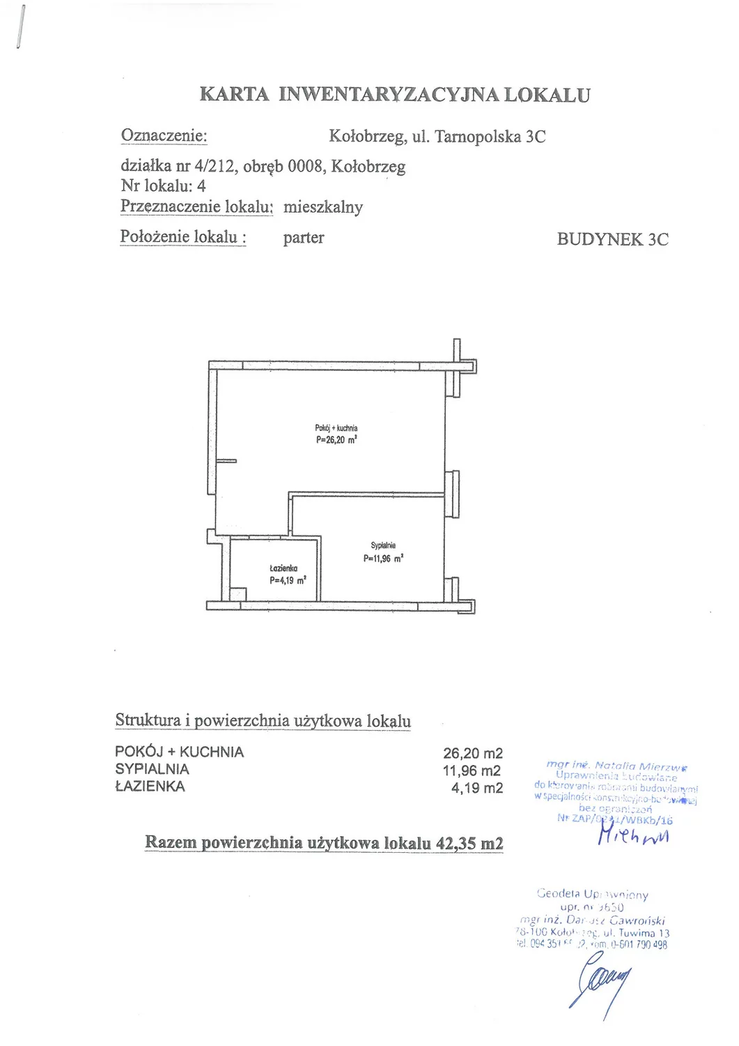 Mieszkanie 42,35 m², parter, oferta nr C4, Miejski Las, Kołobrzeg, Podczele, ul. Tarnopolska 3 A, B, C