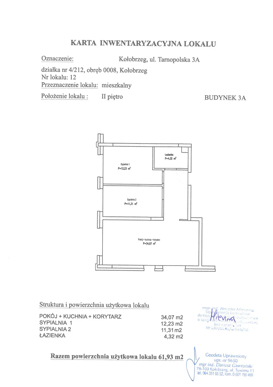 Apartament 61,93 m², piętro 2, oferta nr A12, Miejski Las, Kołobrzeg, Podczele, ul. Tarnopolska 3 A, B, C