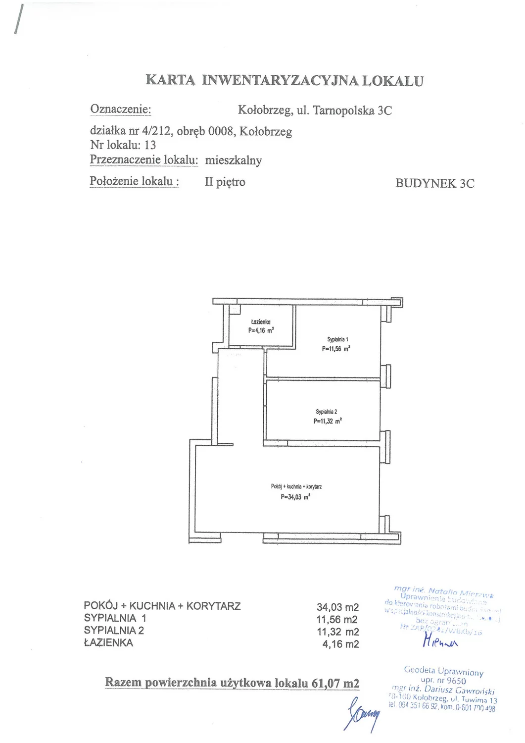 Apartament 61,07 m², piętro 2, oferta nr C13, Miejski Las, Kołobrzeg, Podczele, ul. Tarnopolska 3 A, B, C