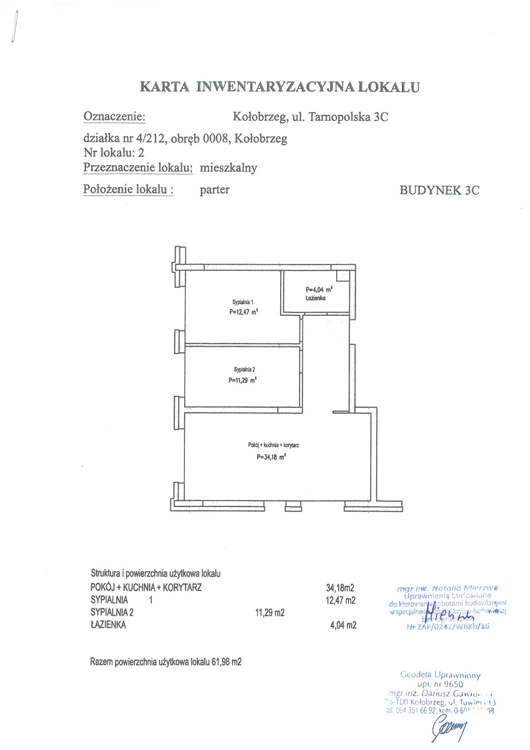 Apartament 61,98 m², parter, oferta nr C2, Miejski Las, Kołobrzeg, Podczele, ul. Tarnopolska 3 A, B, C