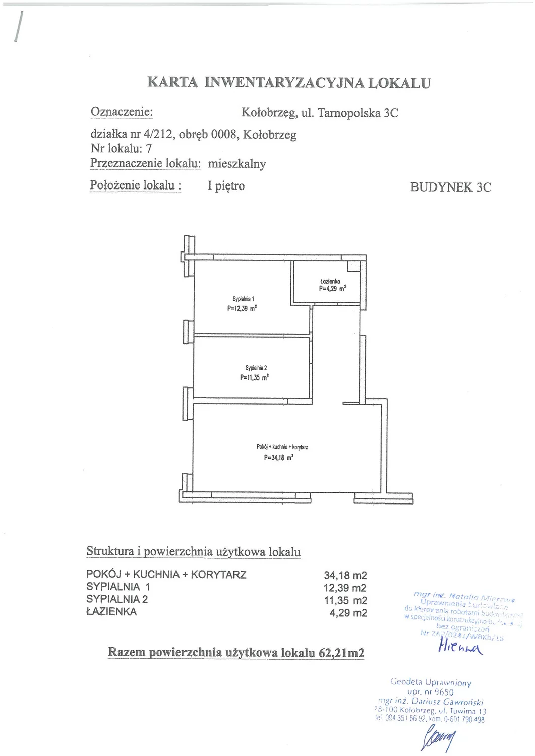 Apartament 62,21 m², piętro 1, oferta nr C7, Miejski Las, Kołobrzeg, Podczele, ul. Tarnopolska 3 A, B, C