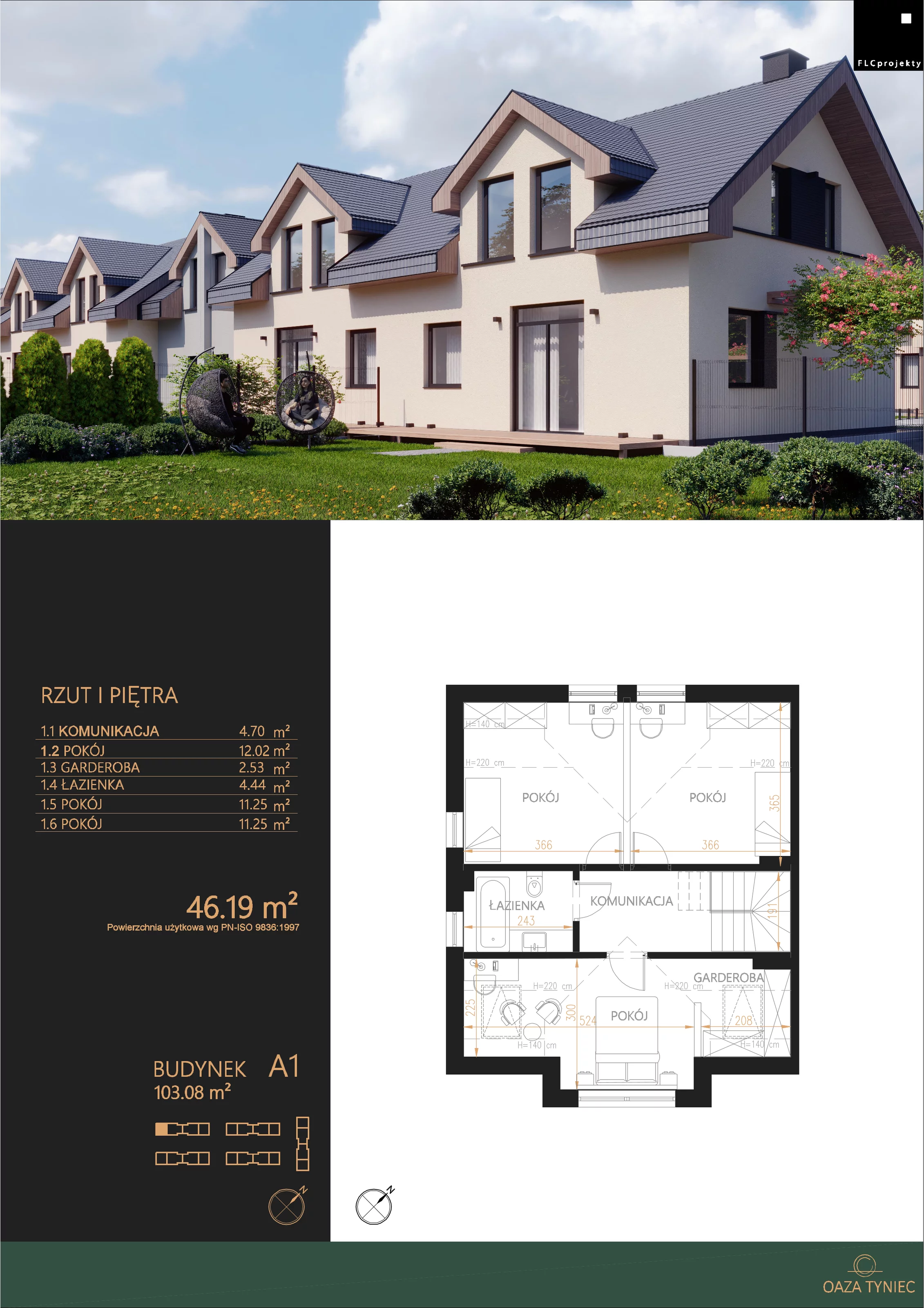 Dom 103,80 m², oferta nr A1, Oaza Tyniecka, Kraków, Dębniki, Bodzów, ul. Tyniecka / Wacława Felczaka