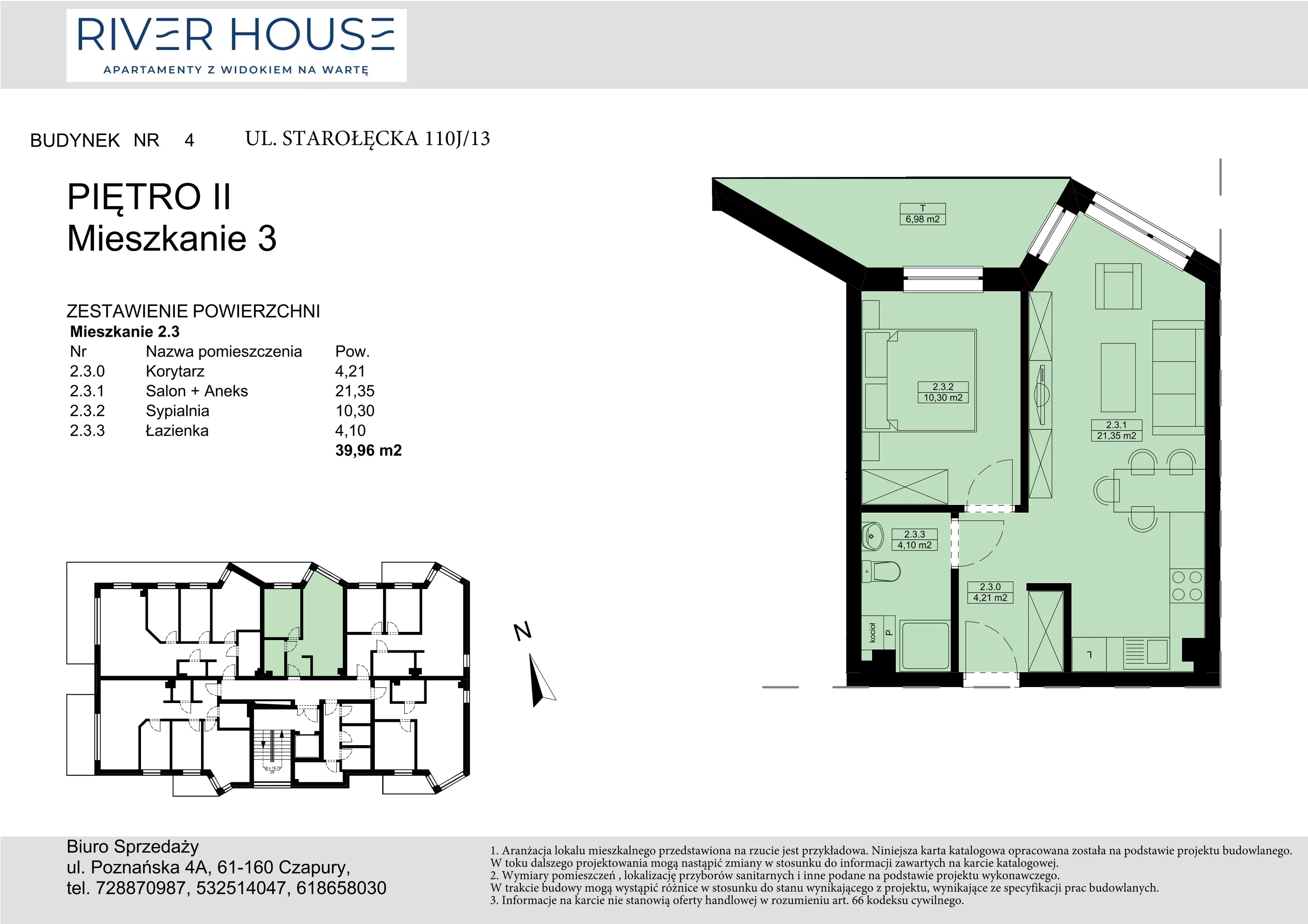 Mieszkanie 39,96 m², piętro 2, oferta nr 4-2/3., River House, Poznań, ul. Starołęcka 110