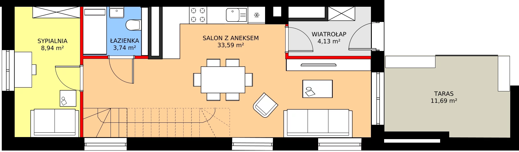 Zalety mieszkania 94.48 m², 87 - dwupoziomowe - piętro 5,6
