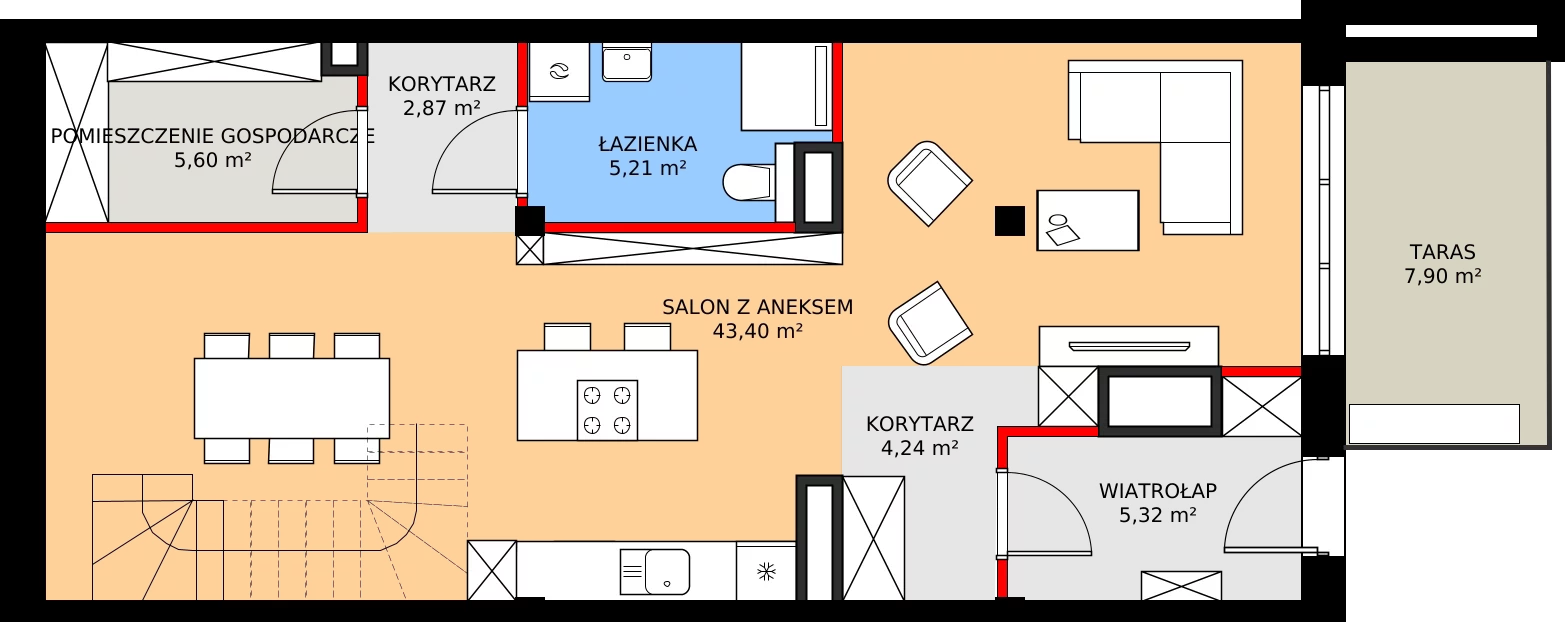 Zalety mieszkania 118.91 m², 86 - dwupoziomowe - piętro 5,6