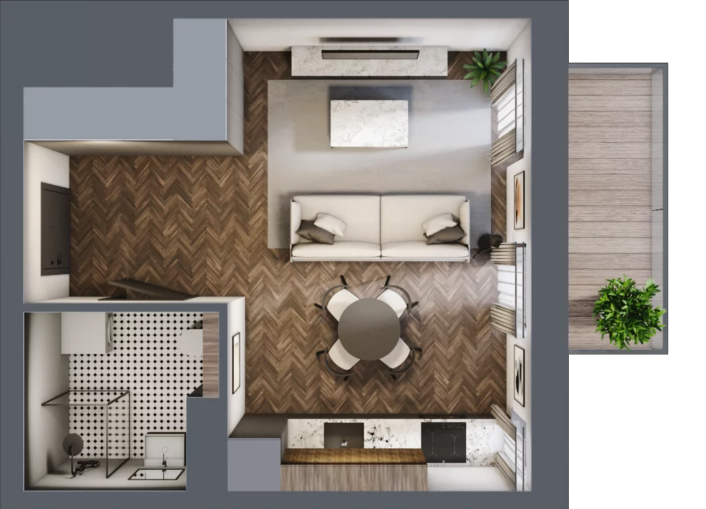 1 pokój, mieszkanie 28,77 m², piętro 4, oferta nr 80, Kamienica Siemensa, Łódź, Śródmieście, ul. Piotrkowska 96