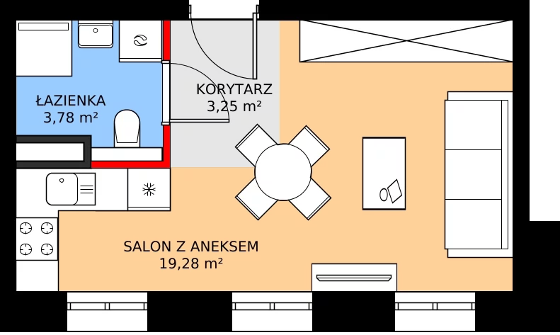 Zalety mieszkania 26.31 m², 44