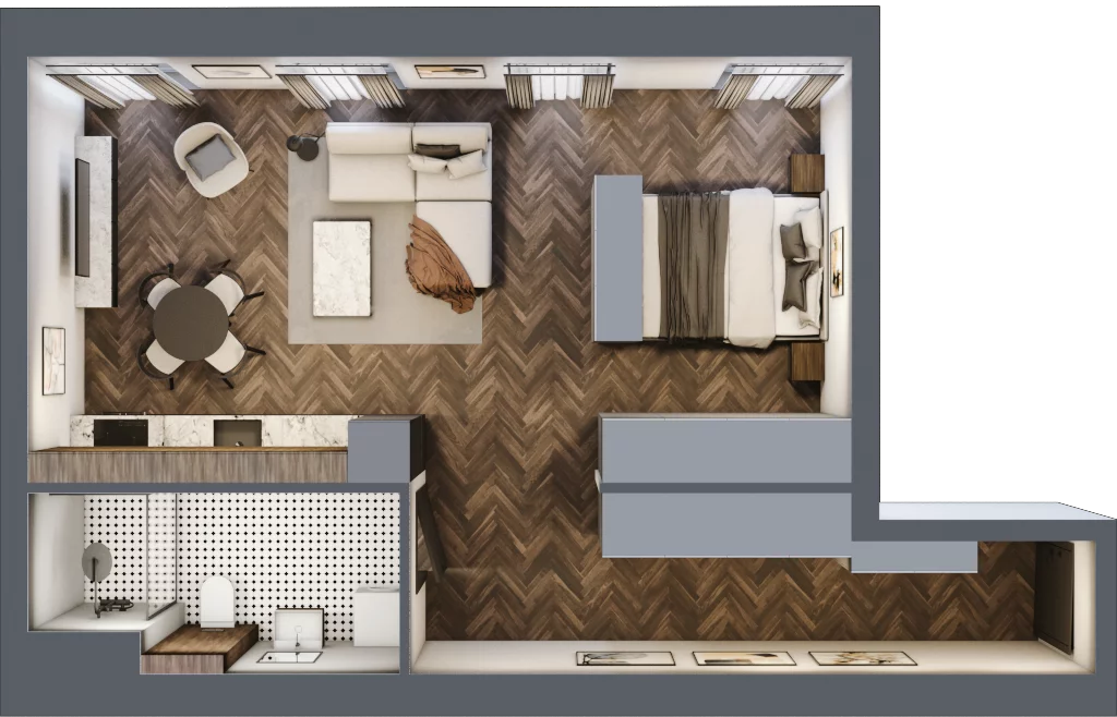 2 pokoje, mieszkanie 49,46 m², piętro 4, oferta nr 77, Kamienica Siemensa, Łódź, Śródmieście, ul. Piotrkowska 96