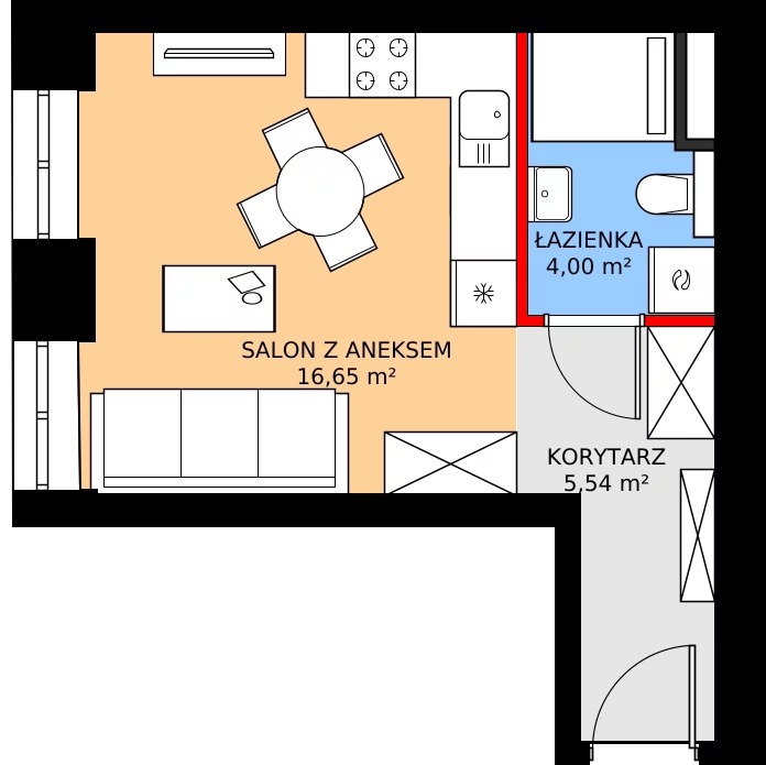 Zalety mieszkania 26.19 m², 13