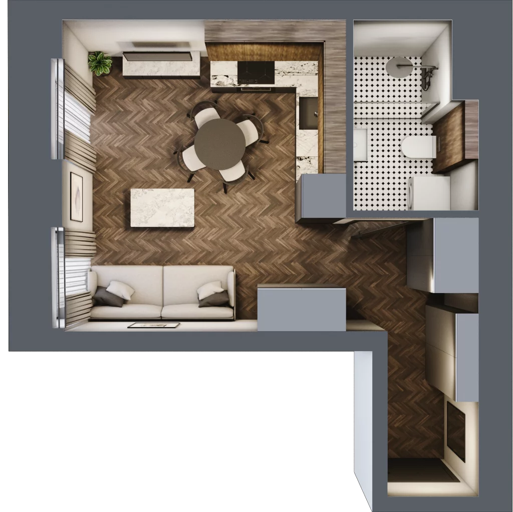 1 pokój, mieszkanie 26,19 m², piętro 1, oferta nr 13, Kamienica Siemensa, Łódź, Śródmieście, ul. Piotrkowska 96