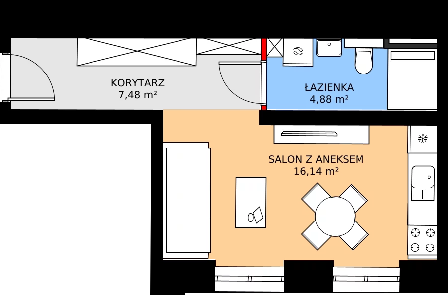Zalety mieszkania 28.5 m², 3