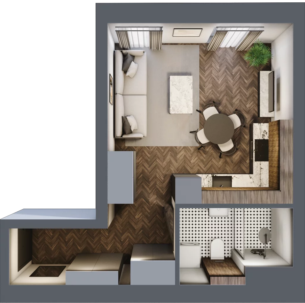1 pokój, mieszkanie 27,20 m², piętro 4, oferta nr 76, Kamienica Siemensa, Łódź, Śródmieście, ul. Piotrkowska 96