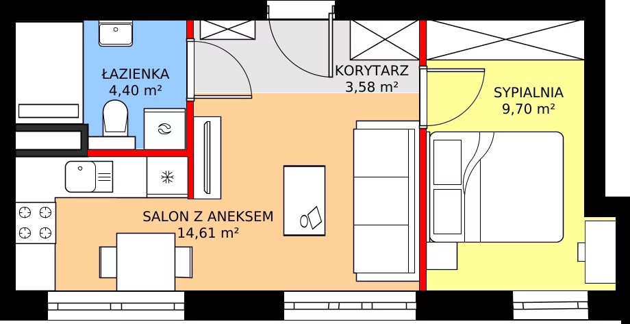 Zalety mieszkania 32.74 m², 83