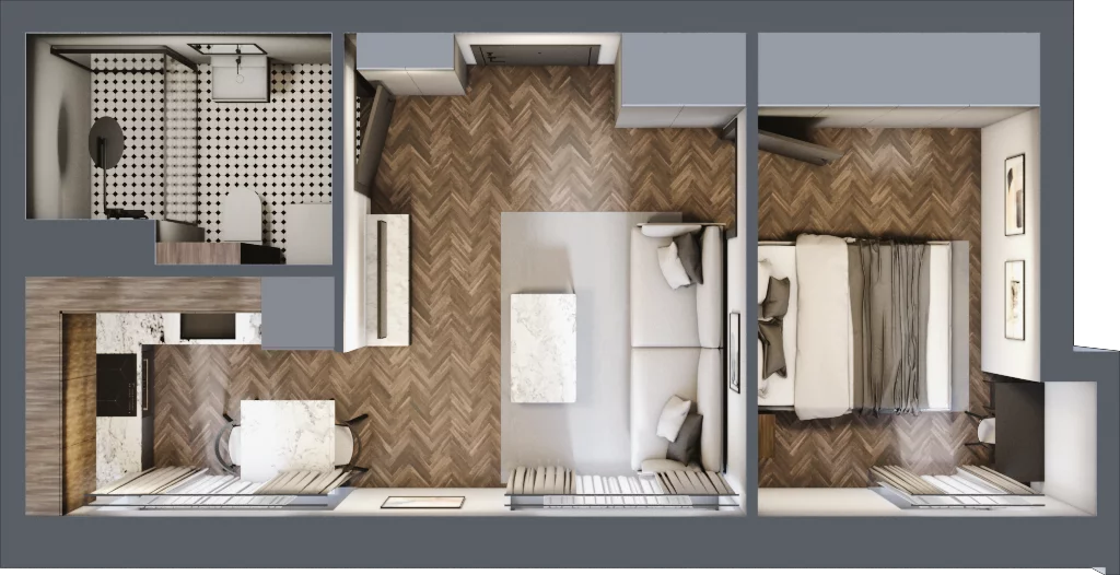 2 pokoje, mieszkanie 32,74 m², piętro 4, oferta nr 83, Kamienica Siemensa, Łódź, Śródmieście, ul. Piotrkowska 96