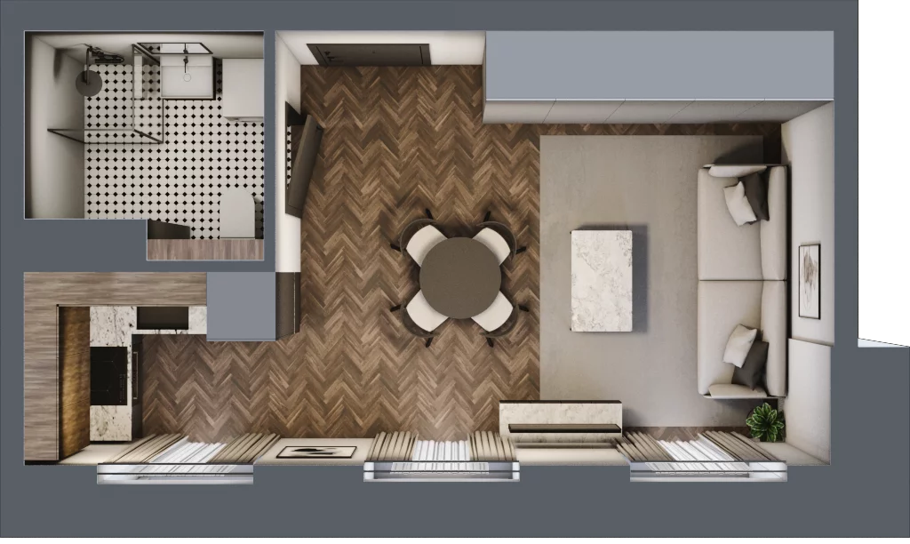 1 pokój, mieszkanie 26,34 m², piętro 1, oferta nr 2, Kamienica Siemensa, Łódź, Śródmieście, ul. Piotrkowska 96