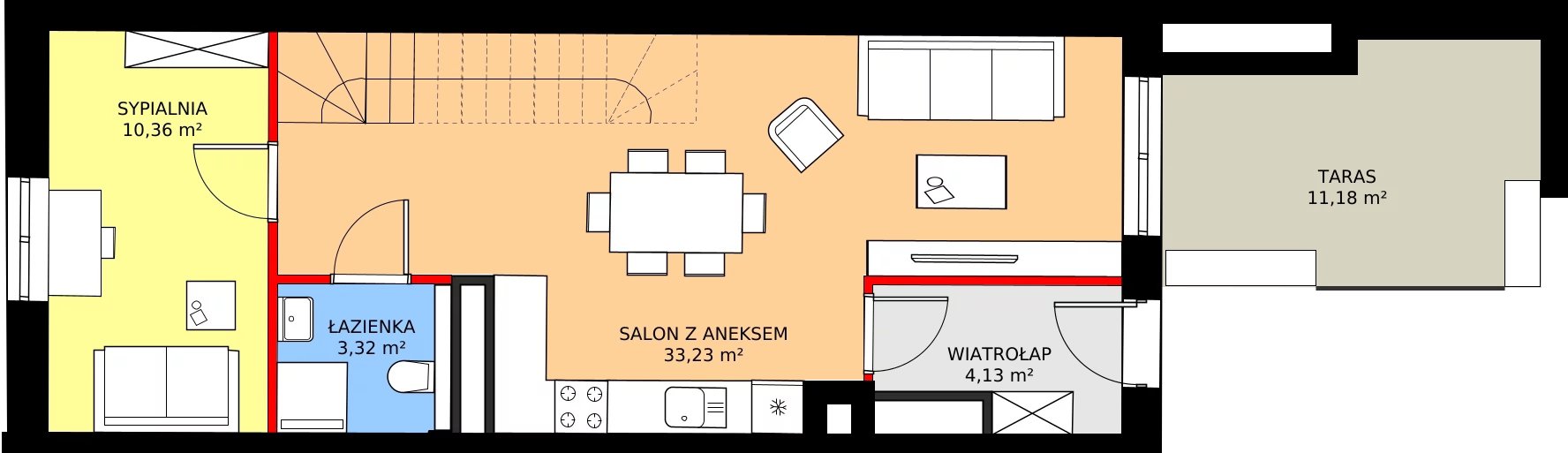 Zalety mieszkania 96.07 m², 84 - dwupoziomowe - piętro 5,6