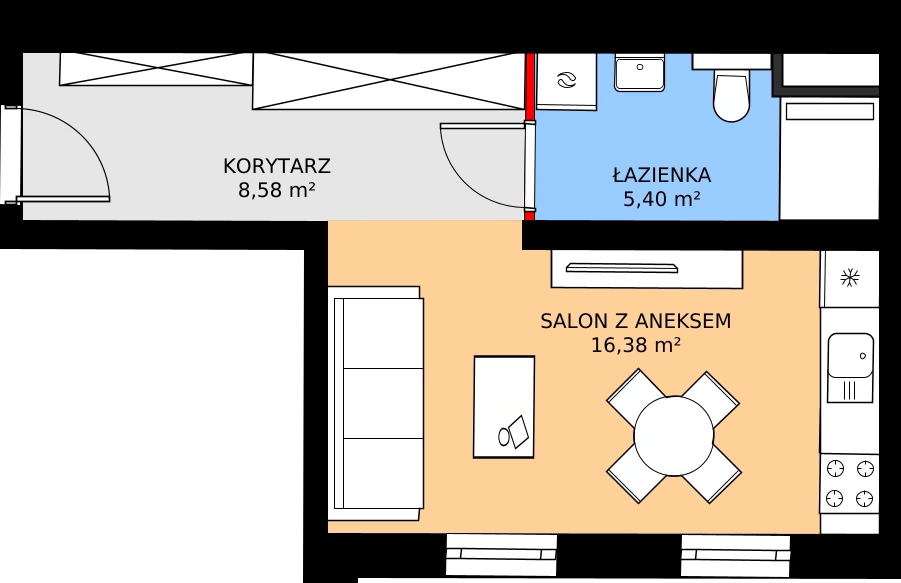 Zalety mieszkania 30.36 m², 66