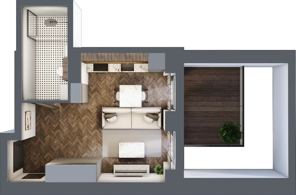 1 pokój, mieszkanie 27,04 m², piętro 1, oferta nr 16, Kamienica Siemensa, Łódź, Śródmieście, ul. Piotrkowska 96