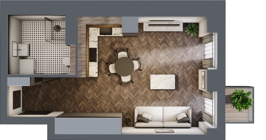 2 pokoje, mieszkanie 30,92 m², piętro 3, oferta nr 61, Kamienica Siemensa, Łódź, Śródmieście, ul. Piotrkowska 96
