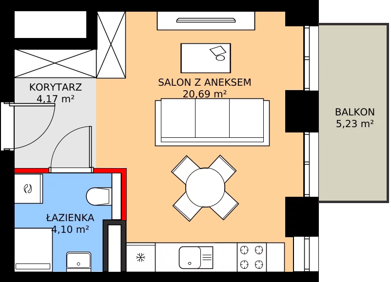 Zalety mieszkania 28.96 m², 60